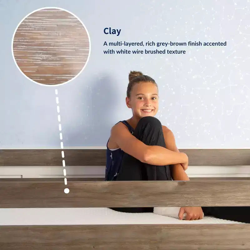 Max & Lily Niedriges Hochbett (Einzelbett) mit ausziehbarem Schreibtisch und 3-Schubladen-Kommoden