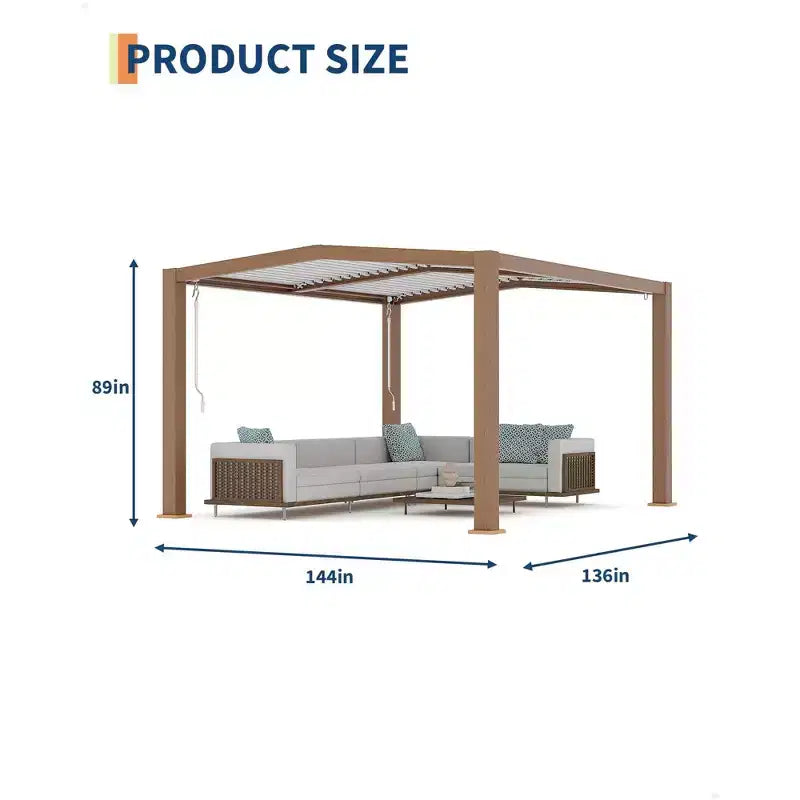 11x13 Outdoor-Pergola mit verstellbarem Lamellendach, verstärktem Aluminiumrahmen, Gartenpavillon für Terrasse, Patio, Hinterhof und Garten