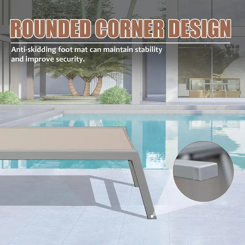3-teiliges Terrassen-Liegen-Set, Aluminium-Poolliegen mit Beistelltisch, verstellbare wetterfeste Outdoor-Liegestühle