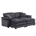Modernes 2-Sitzer-Sofa aus Cord mit 4 Stützkissen und 2 Hockern