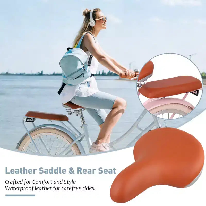NAYSAYE Damen-Strandcruiser mit Frontkorb und robustem Rahmen für komfortables Pendeln in der Stadt und draußen, Blau, 63,98*24,53*38,82