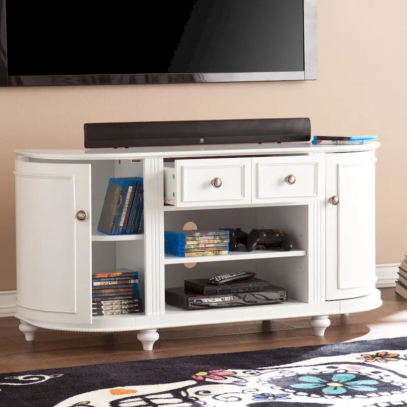SEI Furniture Wells moderner TV-Ständer im Farmhouse-Stil in Weiß für Fernseher bis 46 Zoll