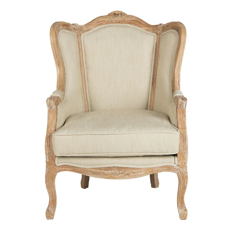 SAFAVIEH Couture Kali Ohrensessel aus Eiche und Naturleinen – 34 B x 34 T x 40 H