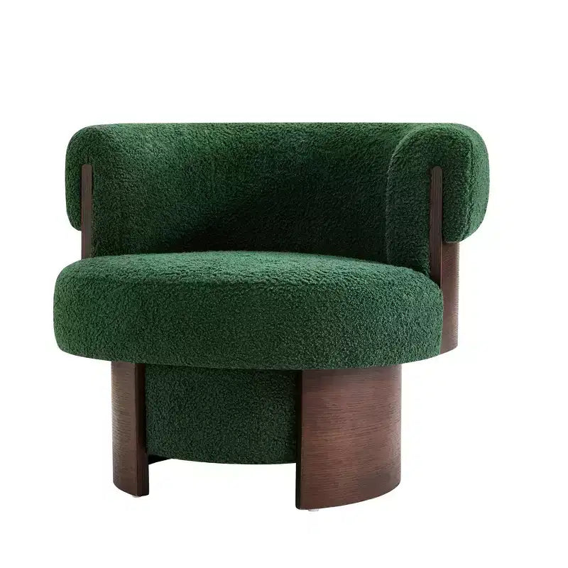 Whisen 360° drehbarer Fasssessel mit skulpturalem Bogenholzdesign, Massivholzrahmen, 32 breit, vielseitig für Wohnzimmer und Schlafzimmer einsetzbar