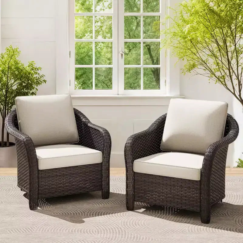 UPTIOT 2-Sitzer Outdoor-Rattansessel mit Auflagen