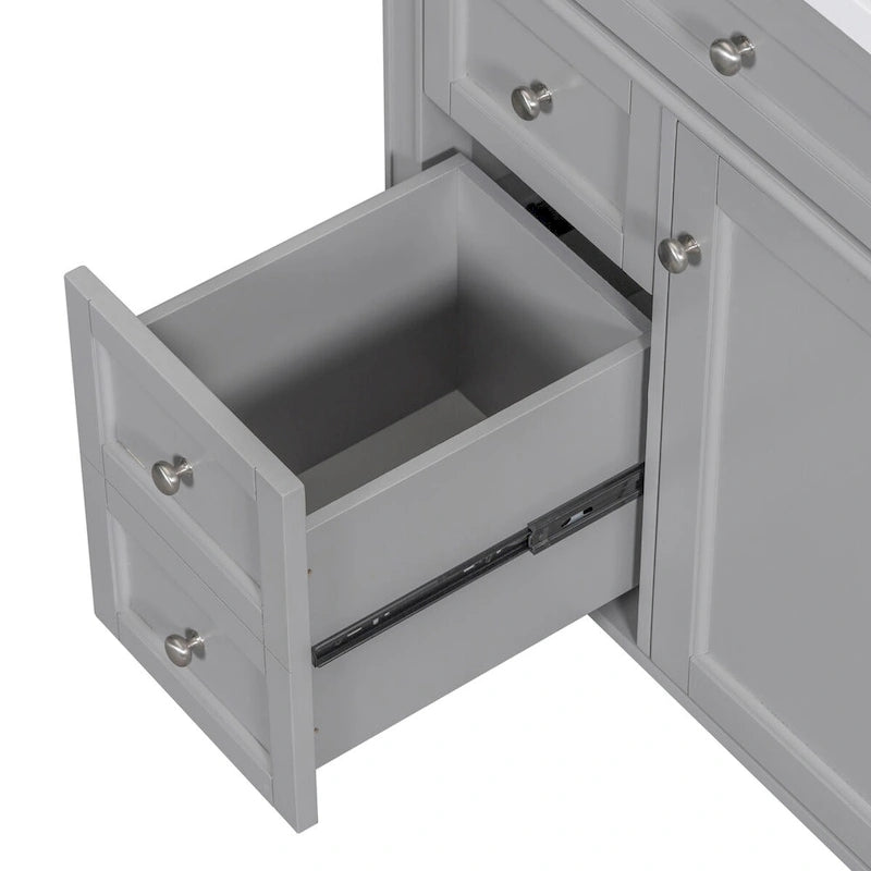 Badezimmerschrank mit integriertem Waschbecken und Kippschublade