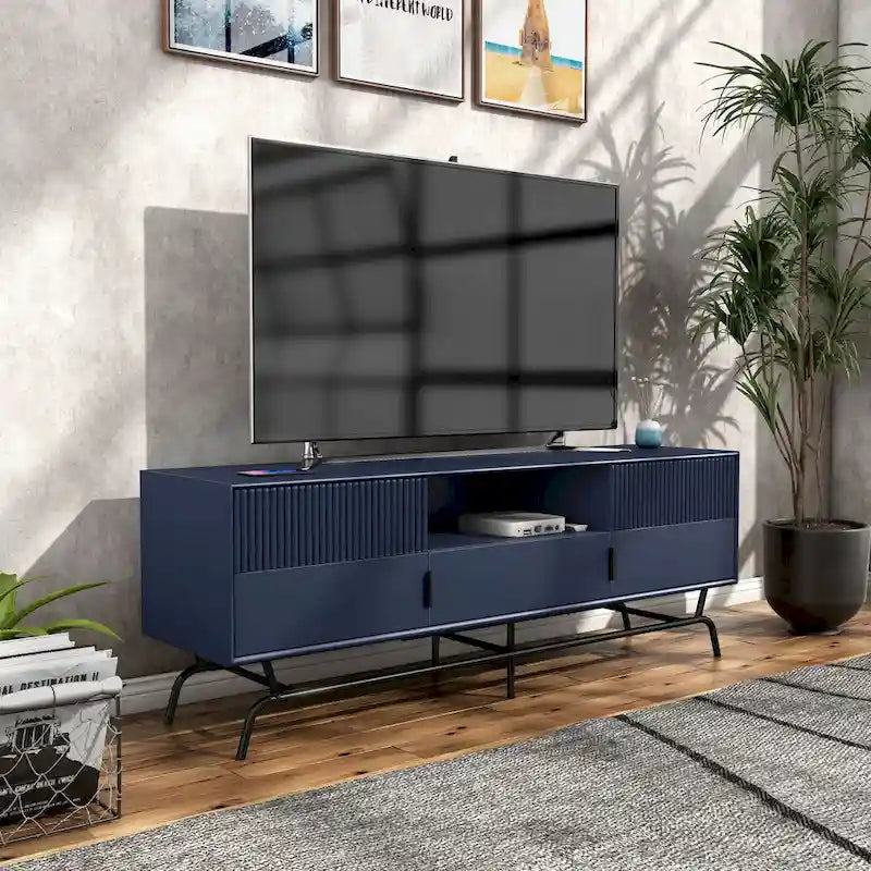 DH BASIC Modern 60-Zoll-TV-Lowboard mit 3 Schubladen und Kabeldurchführung von Denhour