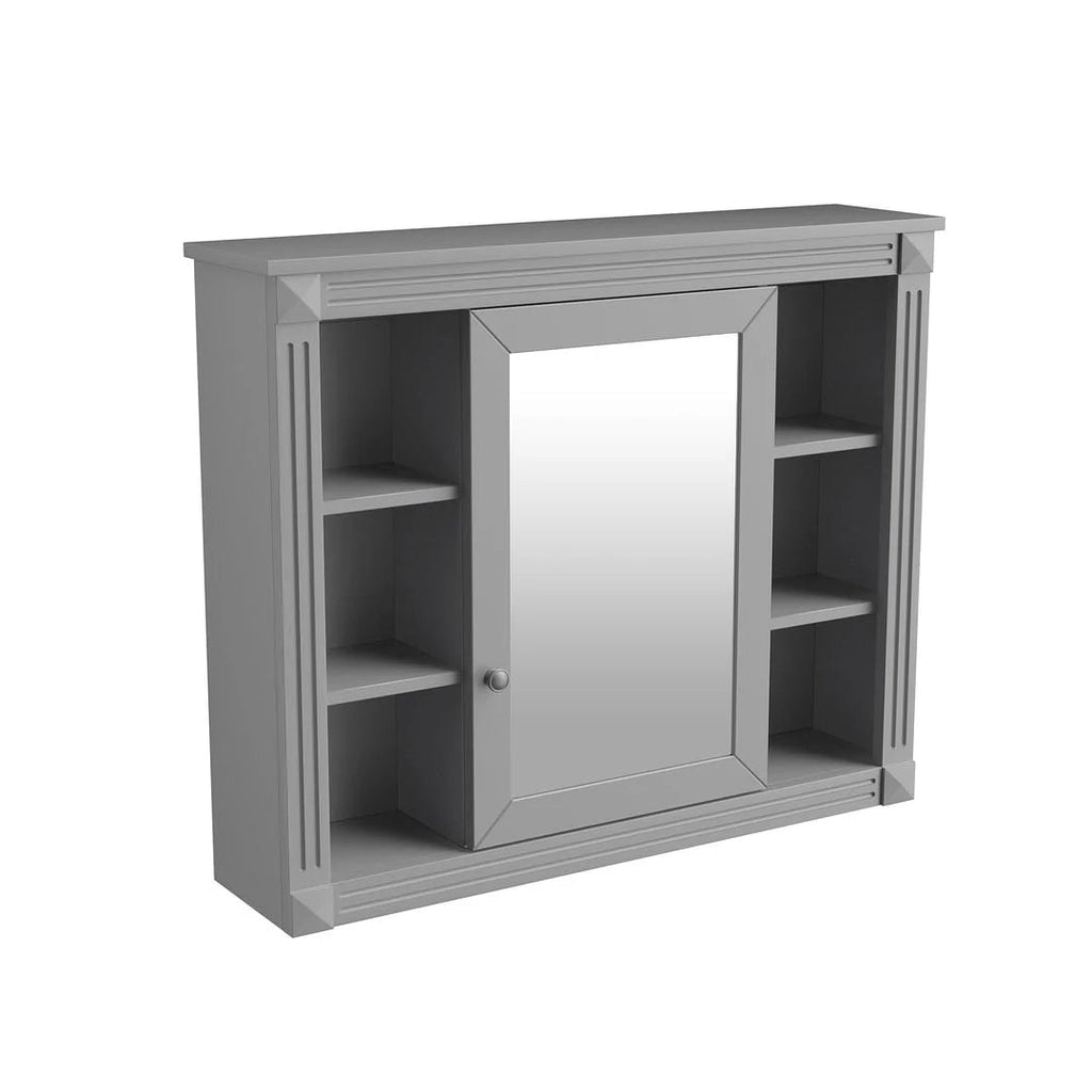 36" Moderner Badezimmer-Waschtisch mit Aufsatzwaschbecken und Spiegelschrank, 2 Türen und 2 Schubladen