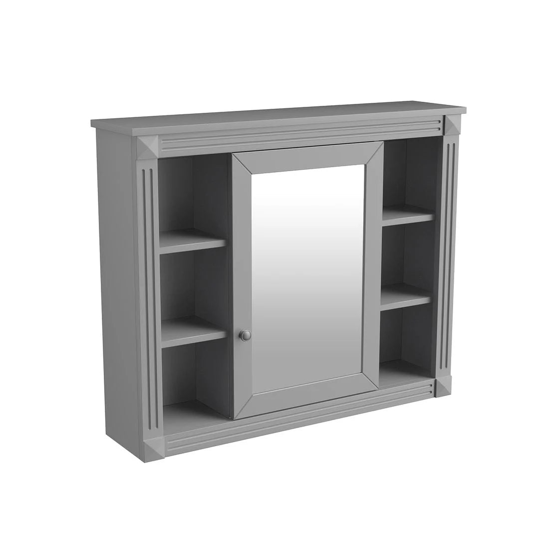 36" Moderner Badezimmer-Waschtisch mit Aufsatzwaschbecken und Spiegelschrank, 2 Türen und 2 Schubladen