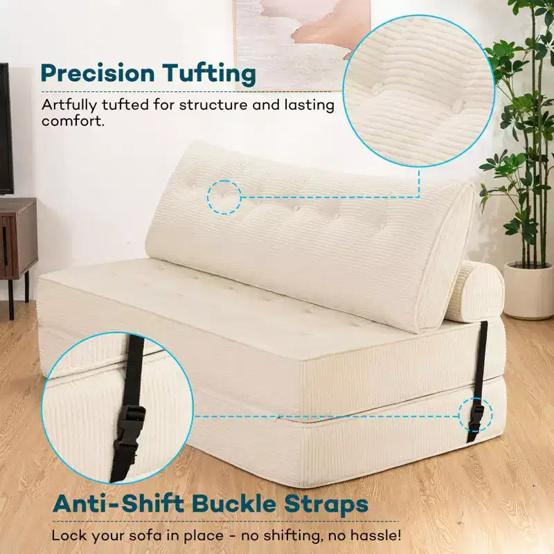 WARMOUNTS Klappbares Schlafsofa mit verstellbarer Rückenlehne, wandelbares Queen-Size-Schlafsofa für Wohnzimmer & Büro