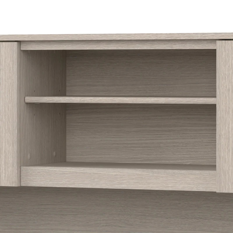 Bush Furniture Somerset 60 Zoll breiter L-förmiger Schreibtisch mit Aufsatzregal und Stauraum