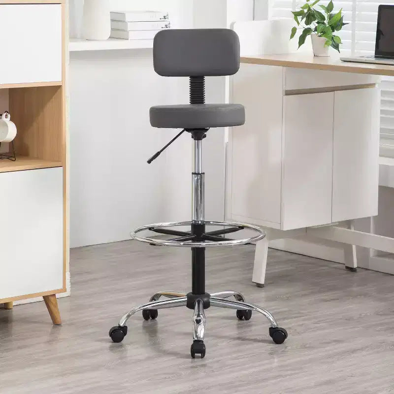 Home Imports Emporium Zeichenhocker – Höhenverstellbarer Drehhocker aus Kunstleder mit Fußstütze und Rückenlehne