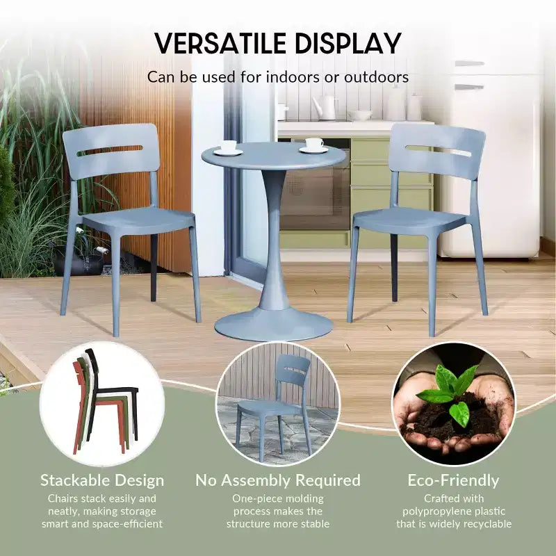 WestinTrends Playa Modern 5-teiliges Essgruppe aus Kunstharz für die Terrasse mit stapelbaren Terrassenstühlen