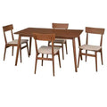 Lifestorey 5-teiliges Newington Esstisch-Set im Mid-Century-Modern-Stil, rechteckig, Nussbaum/Mokka