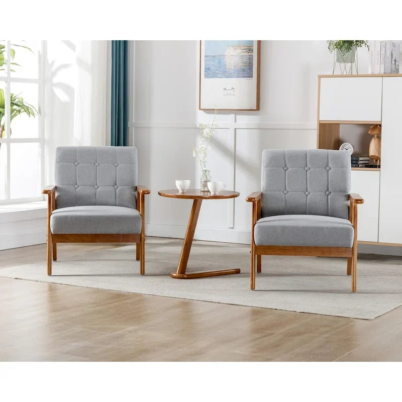 2er-Set Akzentstühle mit Beistelltisch, Armlehnstuhl für Wohnzimmer, Schlafzimmer, Büro - 78,0 cm H * 64,5 cm B * 71,0 cm T