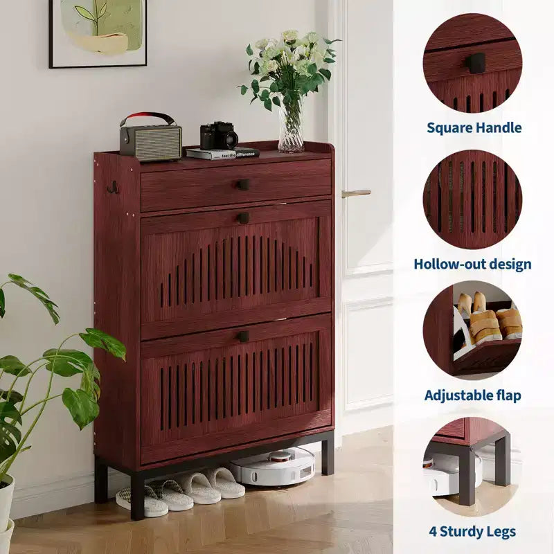 Moderner Schuhschrank aus Holz, verstellbarer Regalboden, freistehendes modernes Design, für Flur, Wohnzimmer