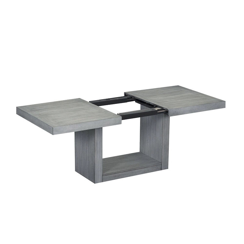 Zeitgenössisches 6-teiliges ausziehbares Säulen-Esszimmertisch-Set (198 cm)