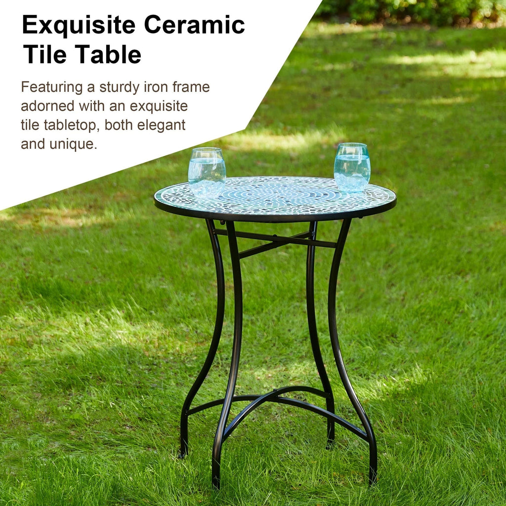 Glitzhome Klappbares Bistro-Set aus Metall für den Außenbereich, 3-teilig, Terrassentisch und Stühle