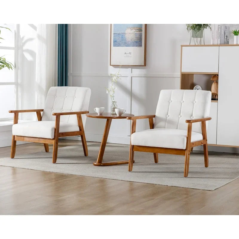 2er-Set Akzentstühle mit Beistelltisch, Armlehnstuhl für Wohnzimmer, Schlafzimmer, Büro - 78,0 cm H * 64,5 cm B * 71,0 cm T