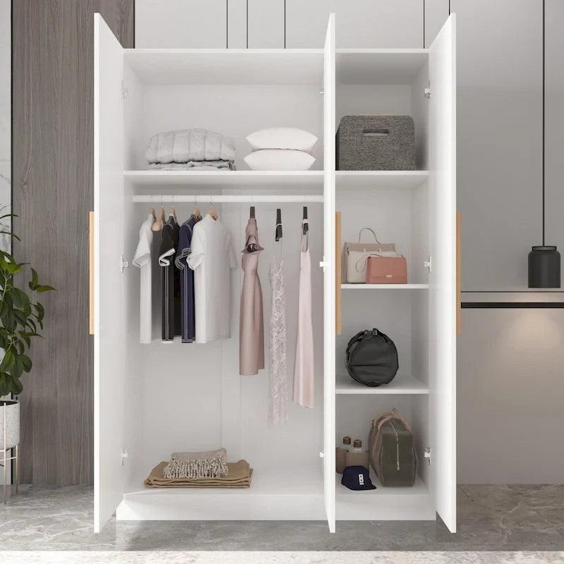 Timechee 47,2 Kleiderschrank Massivholzgriffe Weiß