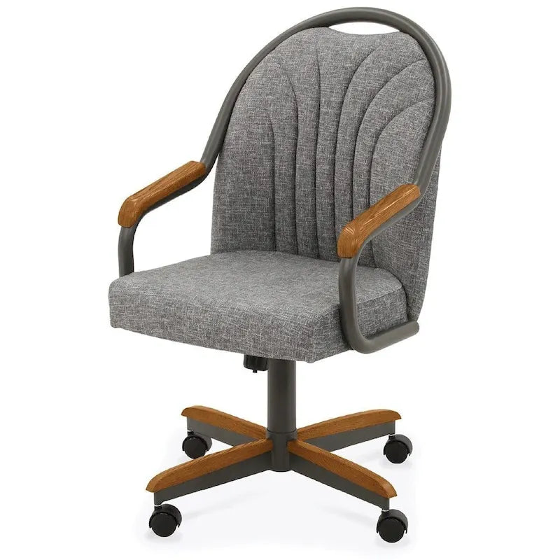 Chromcraft Douglas Esszimmerstühle mit Rollen in Kastanienbraun, graues Finish (2er-Set)