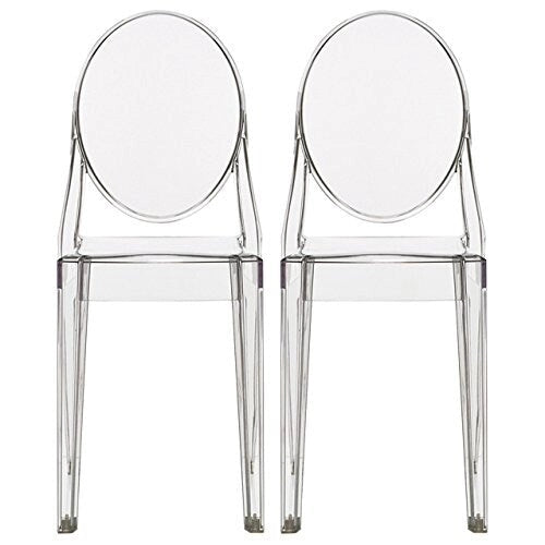 Stapelbare Mid-Century Modern Kristallklare Armlehnlose Stühle Transparent für Ess- und Wohnzimmer als Akzent- oder Schreibtischstuhl