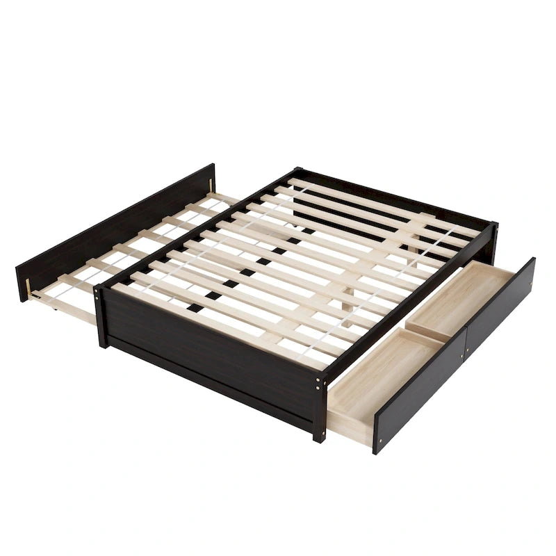 Doppelbett mit Einzelbett-Schiebebett und zwei Schubladen