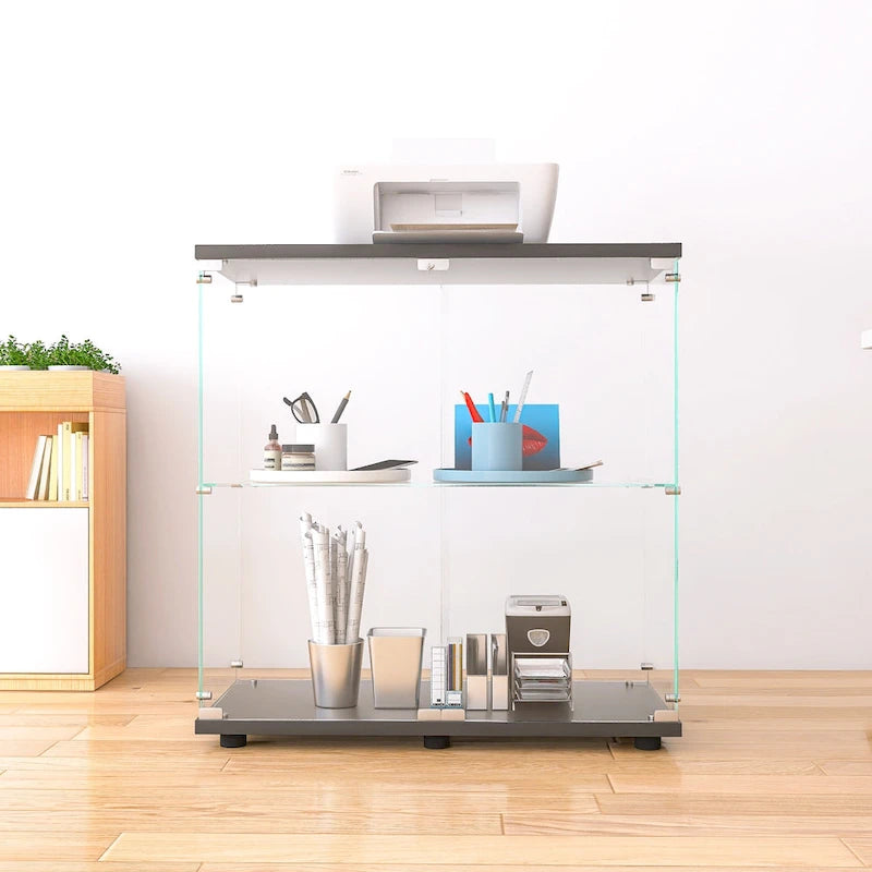 Glasvitrine mit zwei Türen und zwei Einlegeböden, mit Tür