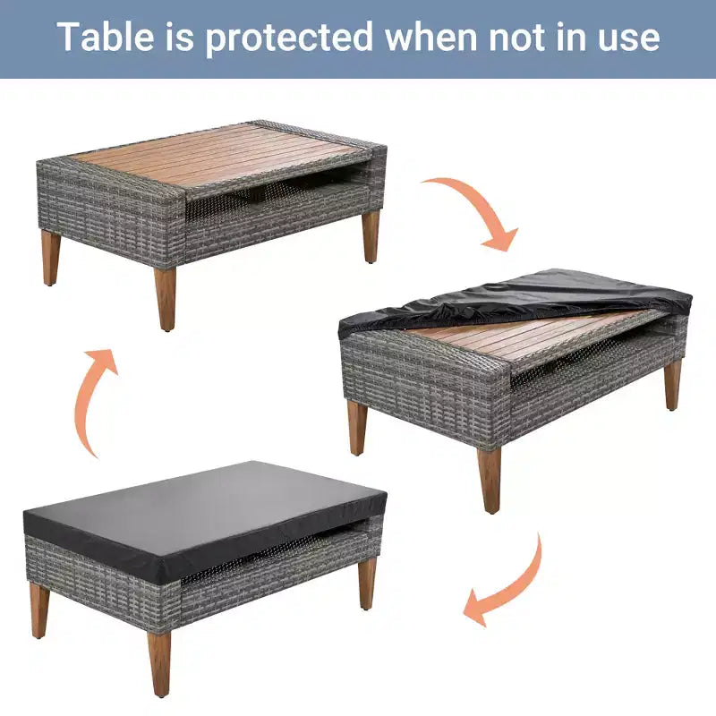 Whisen 6-teiliges Allwetter-PE-Geflecht-Sofaset, Outdoor-Rattan-Sofa mit Doppelkissen