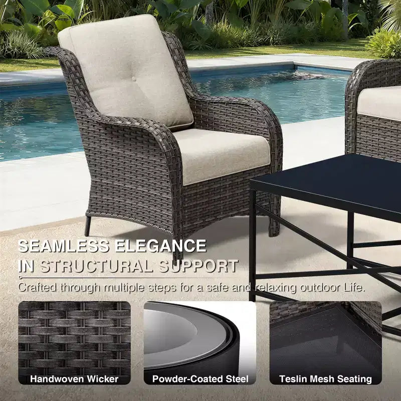UPTIOT Premium Outdoor-Lounge-Set mit Sofa, Drehstühlen und Fußhocker für ultimativen Komfort und Stil