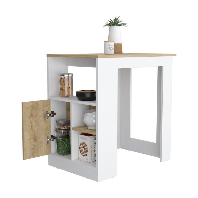 Kücheninsel mit 1-türigem Schrank, Push-to-Open-System und seitlichen Regalfächern