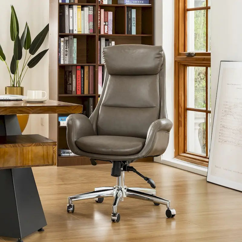 Glitzhome 48-Zoll Mid-Century verstellbarer Drehstuhl aus Kunstleder fürs Büro