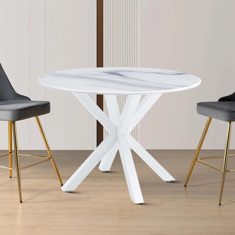 Moderner, runder Esstisch mit minimalistischem Design, MDF-Platte und Metallbeinen