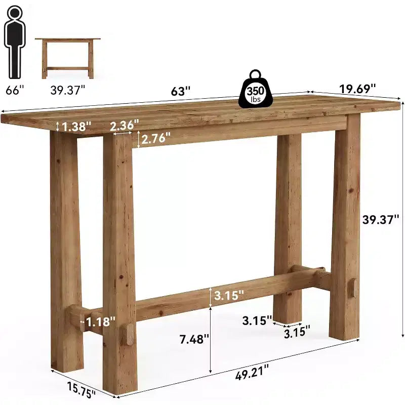 63-Zoll-Stehtisch aus Massivholz für Küche, Café oder Restaurant