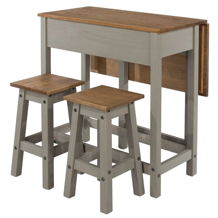 3-teiliges Esszimmer-Set mit Klapptisch aus Kiefernholz