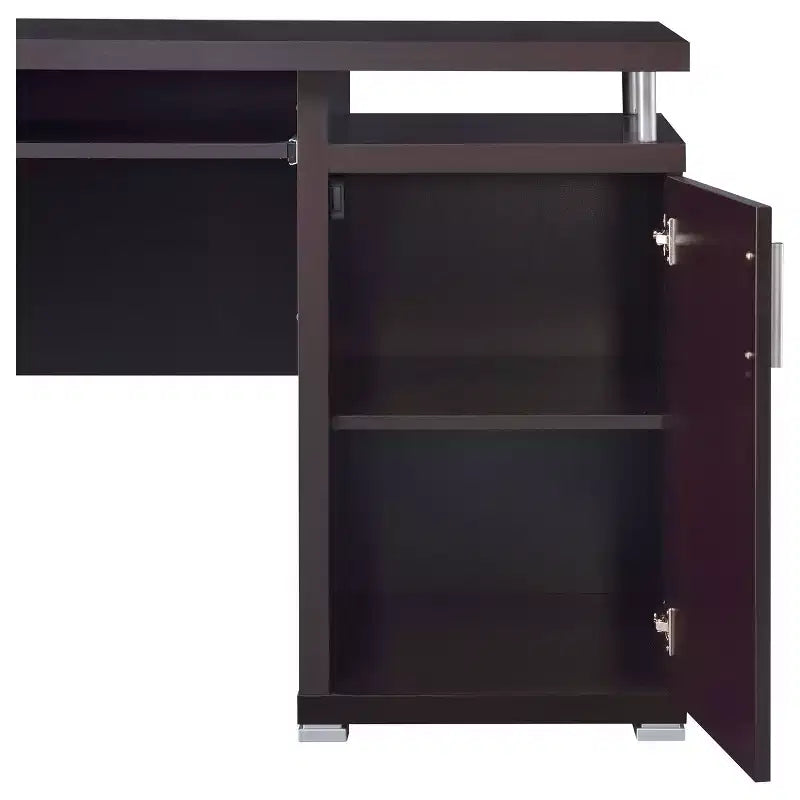 55" Holzschreibtisch mit 2 Schubladen, 1 Schrankfach, 1 offenem Ablagefach und Tür für das Homeoffice oder Arbeitszimmer
