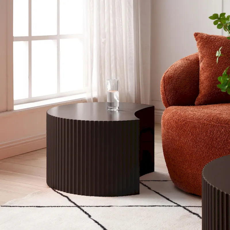 Modernes, glamouröses rundes Satztisch-Set für das Wohnzimmer (2-tlg.), nicht montiert
