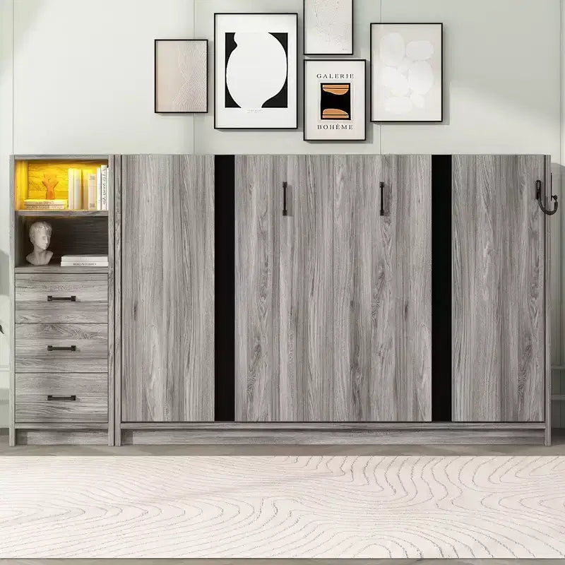 GDFStudio Bennett Murphy-Bett aus Metall und Holz, zusammenklappbar zum Schrank