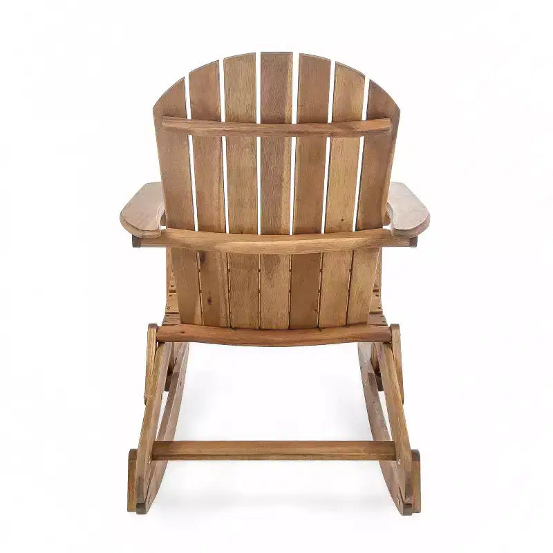 Okak Rustikaler Adirondack-Schaukelstuhl, Premium Akazienholz-Akzentstuhl, 1 Stk., Outdoor-Relaxsessel für Veranda, Garten & Hinterhof, Natur