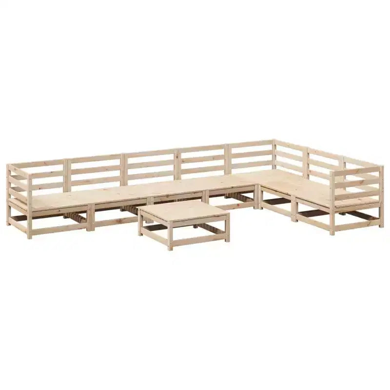 vidaXL Garten-Sofa-Set Massives Kiefernholz Großes Modulares Outdoor-Sofa - Naturkiefer Ohne Kissen