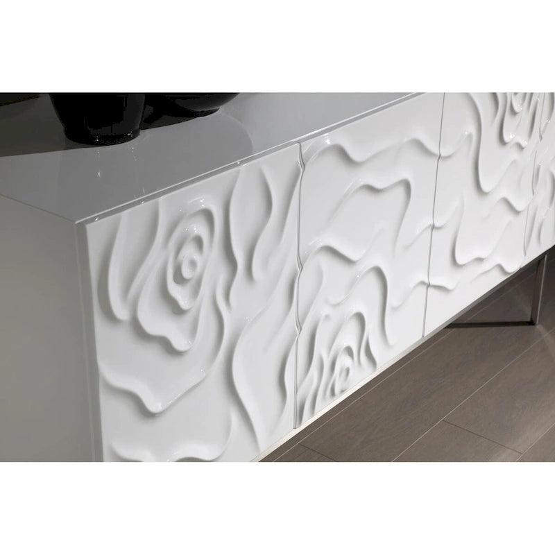 Modernes Sideboard in Weiß Hochglanz mit Soft-Close-Türen
