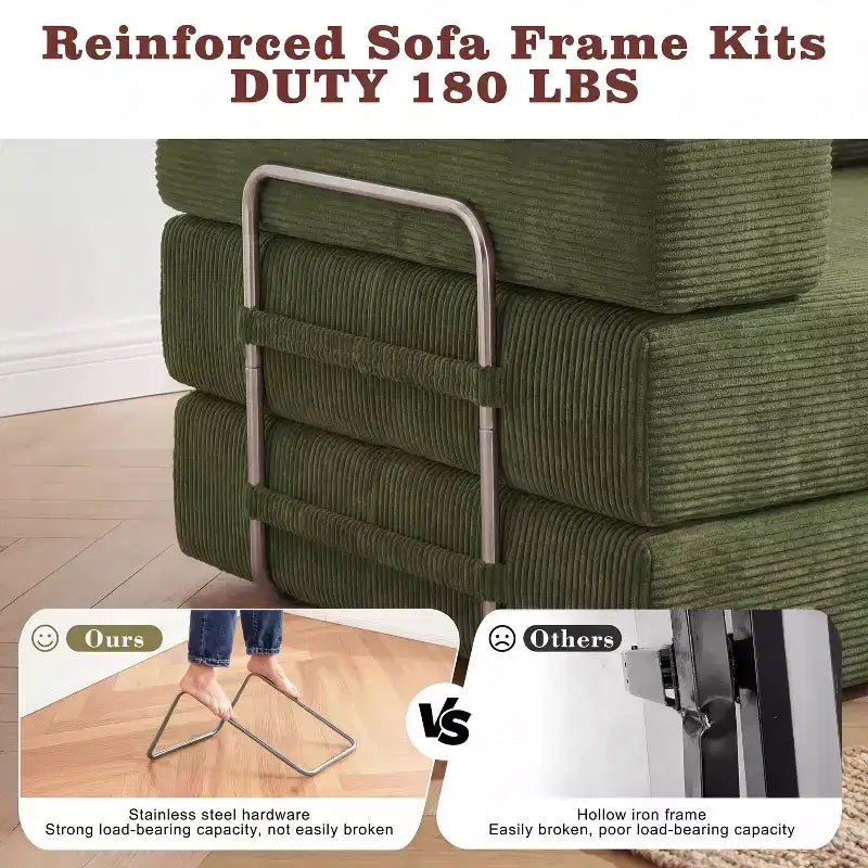 Dyonery 65-Zoll 5-in-1-Schlafsofa, zu einem Doppelbett umbaubar, mit festem Metallrahmen, Cord