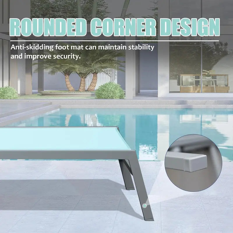 3-teiliges Terrassen-Liegen-Set, Aluminium-Poolliegen mit Beistelltisch, verstellbare wetterfeste Outdoor-Liegestühle