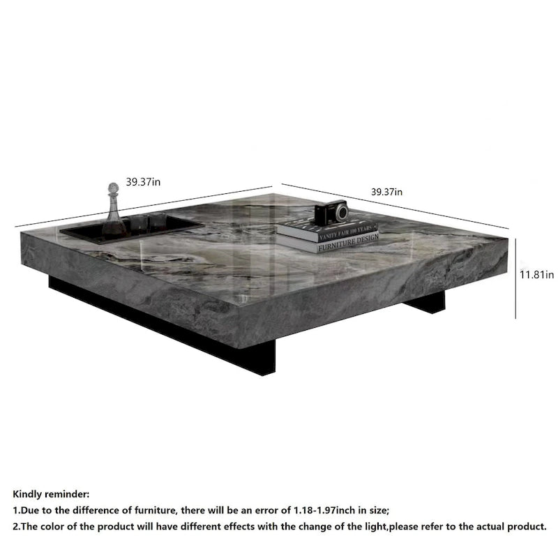 Quadratischer Couchtisch aus Sinterstein im Light-Luxury-Stil