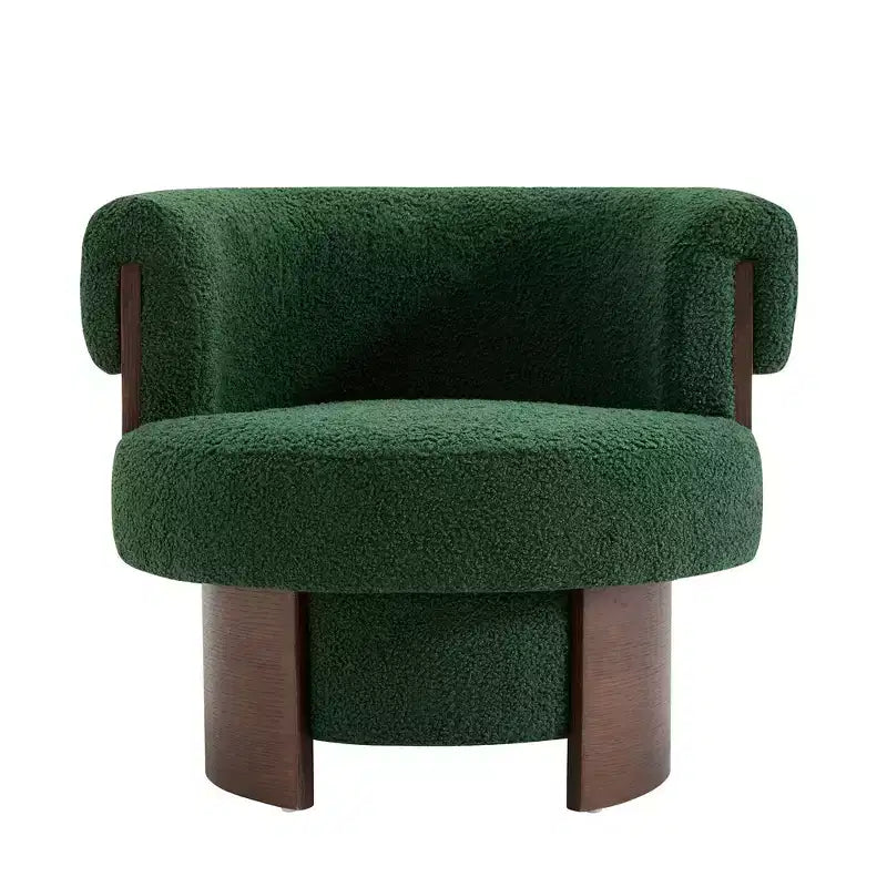 Whisen 360° drehbarer Fasssessel mit skulpturalem Bogenholzdesign, Massivholzrahmen, 32 breit, vielseitig für Wohnzimmer und Schlafzimmer einsetzbar