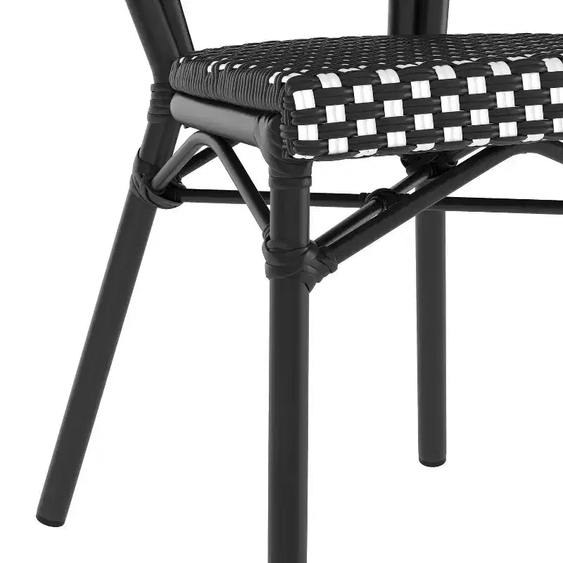 Flash Furniture Lourdes stapelbarer Thonet-Bistrostuhl für den gewerblichen Innen- und Außenbereich, PE-Rattan und Aluminiumgestell