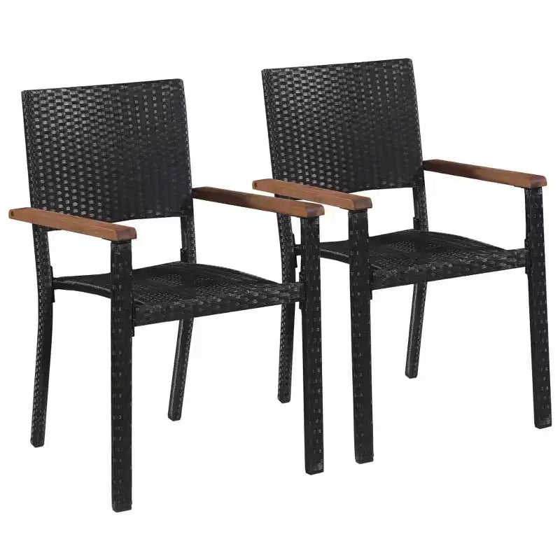 vidaXL Terrassenstühle 2 Stück Poly Rattan Schwarz