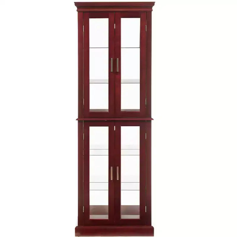 Vitrine, Wohnvitrine mit 6 verstellbaren Einlegeböden und Türen aus gehärtetem Glas, hoher Schrank für Wohnzimmer, Schlafzimmer