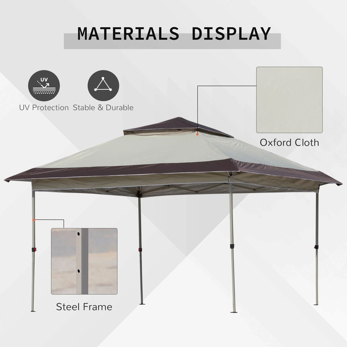 Outsunny 3,6 x 3,6 m Faltpavillon mit Moskitonetz, höhenverstellbar in 3 Stufen