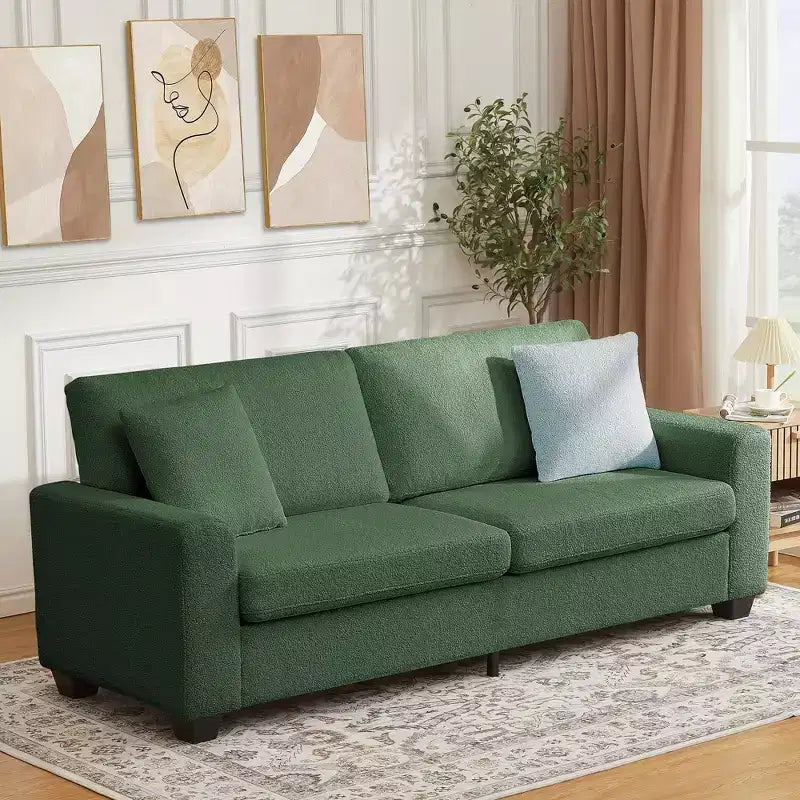 83W Modernes 3-Sitzer-Sofa mit tiefer Sitzfläche, weichem Stoff, breiter Armlehne, abnehmbarem, waschbarem Kissenbezug